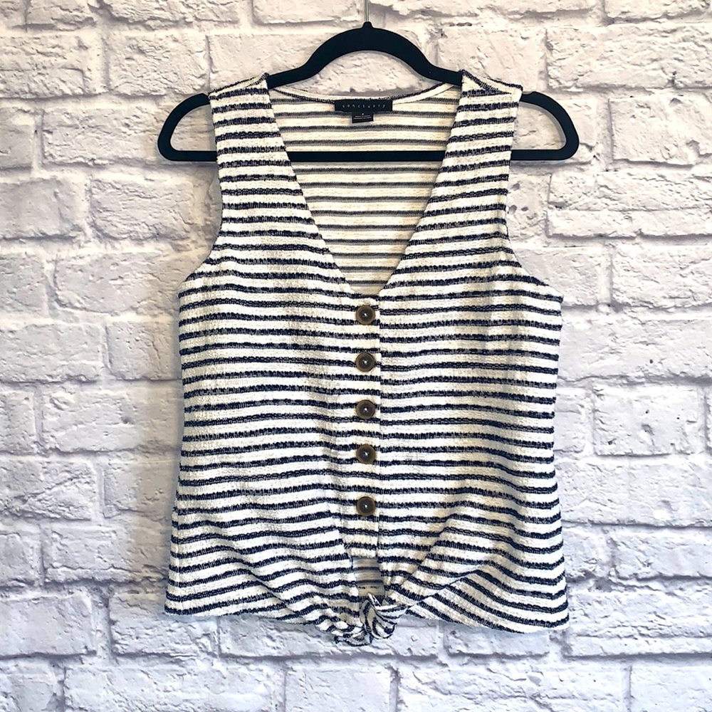 Sanctuary Striped Sleeveless Tied in Front Top